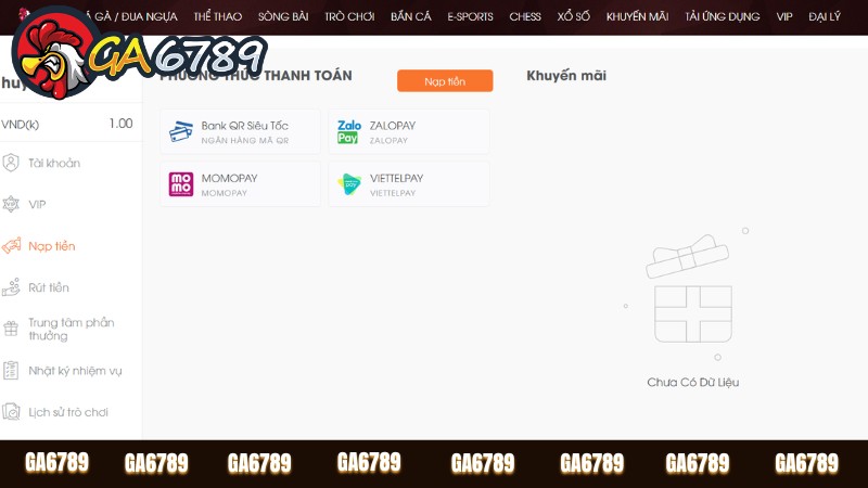Người chơi cần tuân thủ điều kiện để nạp tiền Ga6789